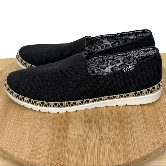 BOBS from Skechers Memory Foam Black Canvas Espadrille Flats – Women’s Size 8 - Picture 1 of 10